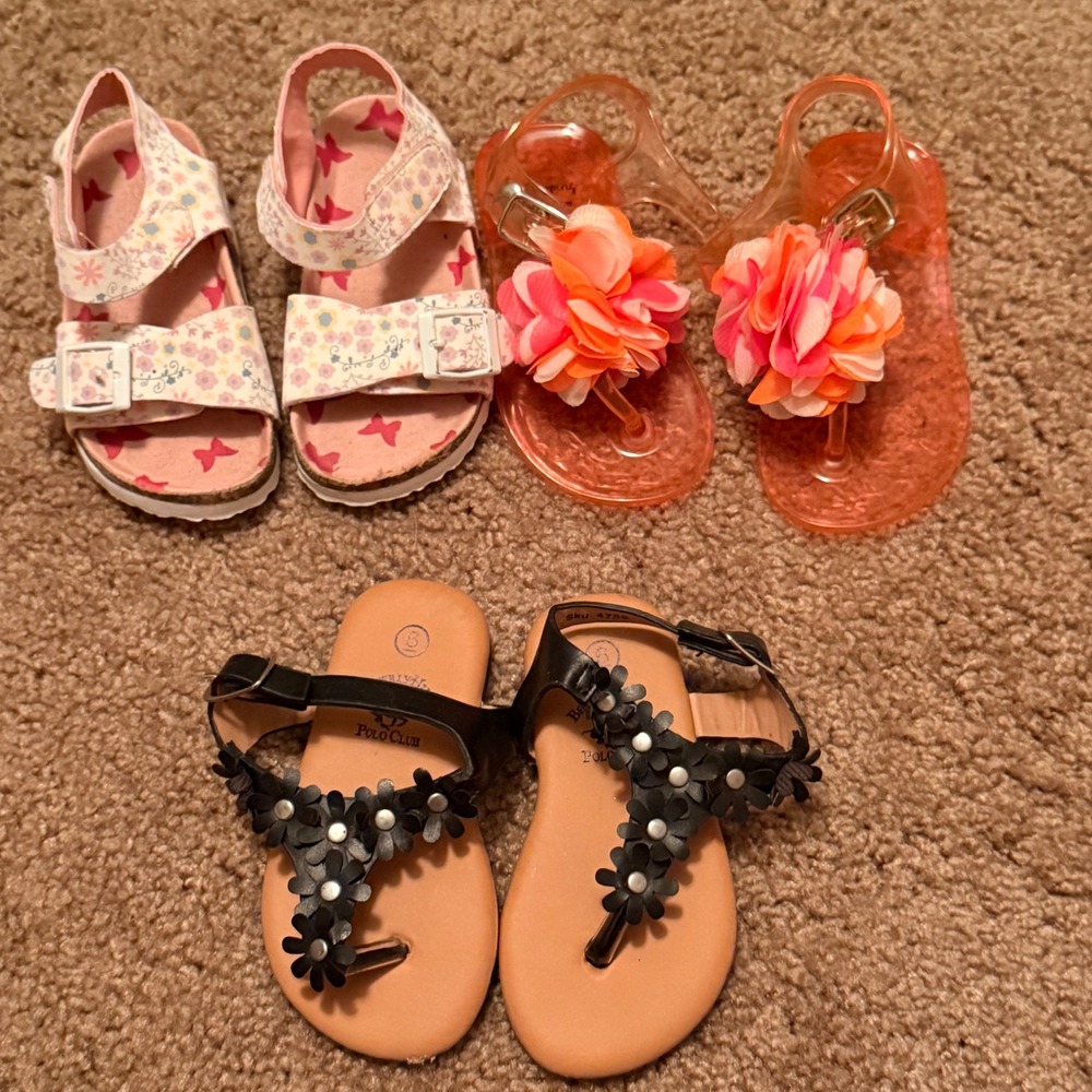 Toddler Girls Sandals Bundle Size 6 Beverly Hills Polo Club Stepping Stones 3 Pr